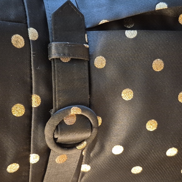 White House Black Market Polka Dotted Sleeveless Midi Dress W Pockets & Belt - Picture 4 of 13